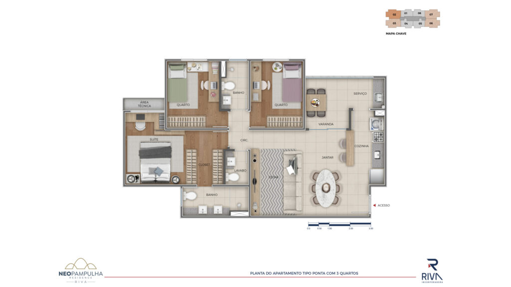 Apto tipo ponta 3q