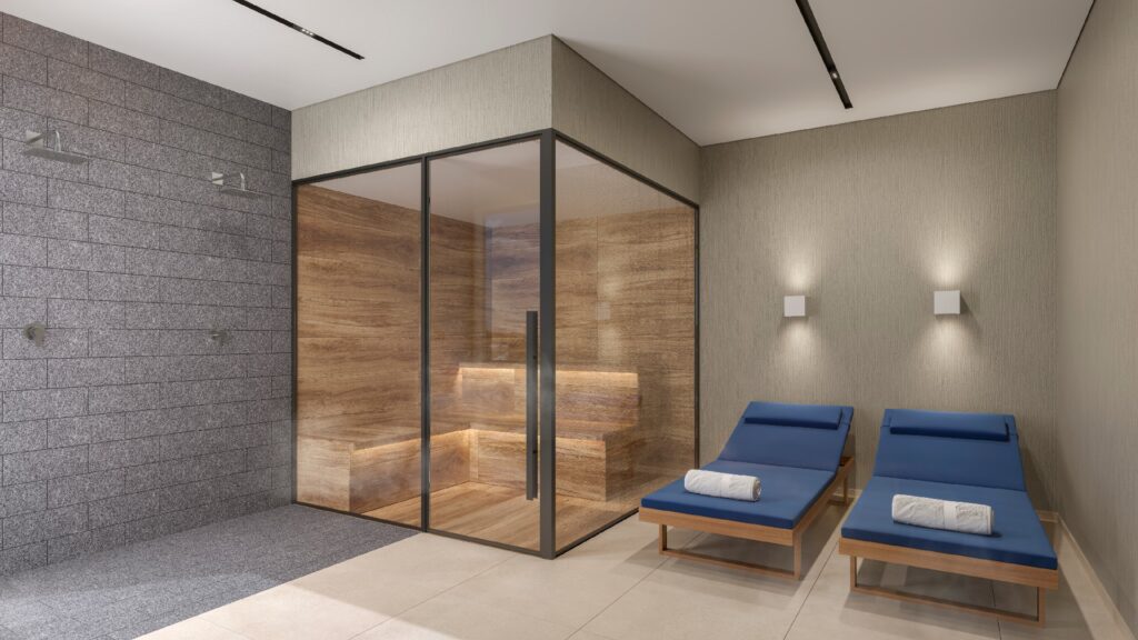 Perspectiva da Sauna e Descanso