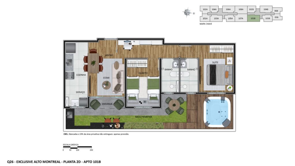Planta Apto. 101B Meio