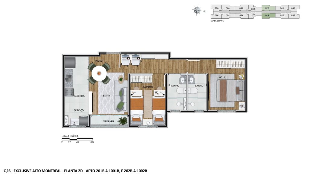 Planta Apto. 201B Meio