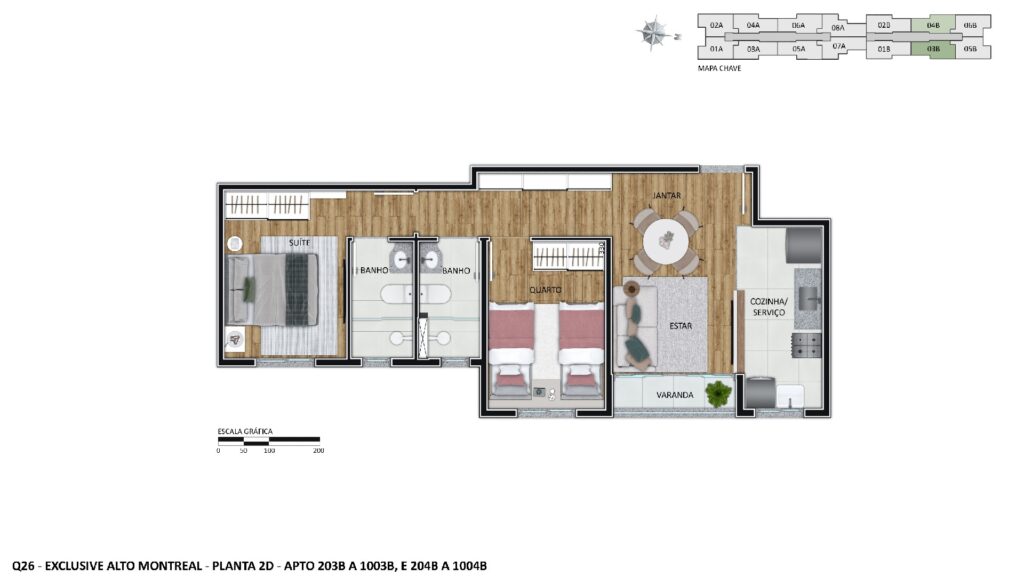 Planta Apto. 203B Meio
