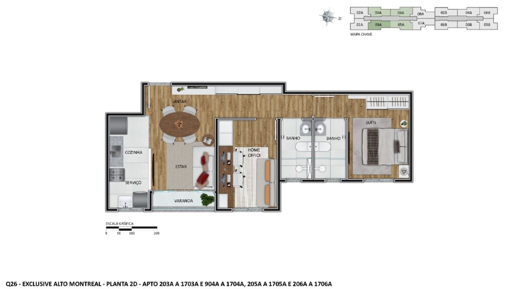 Planta Apto. 903A Meio