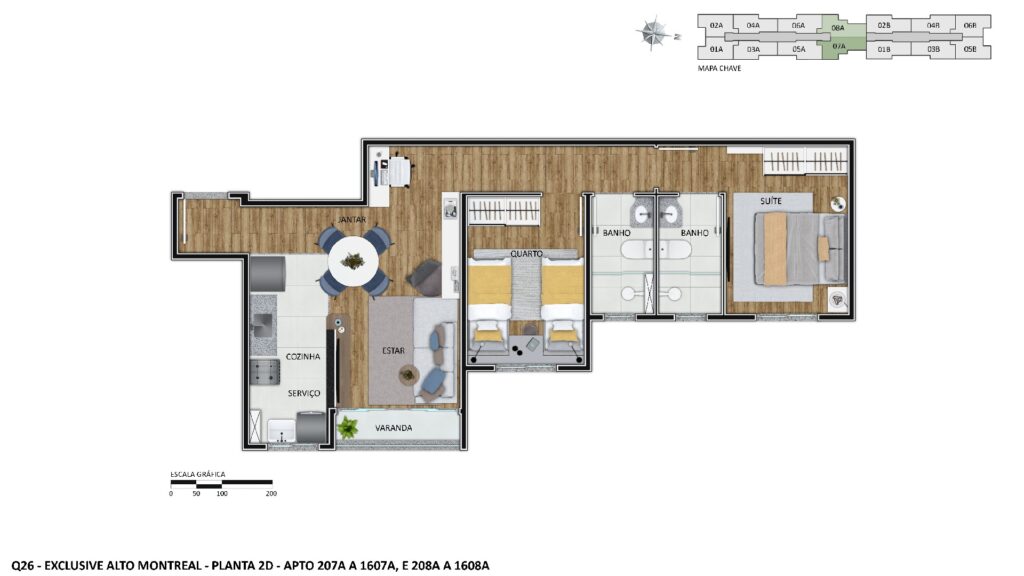 Planta Apto. 907A Meio