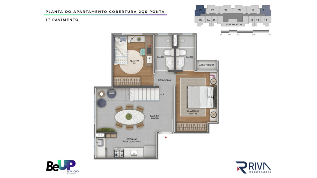 Planta Cobertura Ponta 1 pav