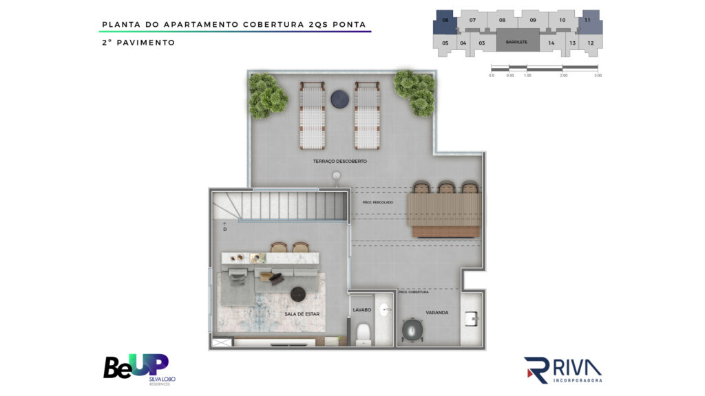 Planta Cobertura Ponta 2 pav