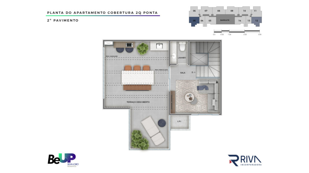 Planta Cobertura Ponta 2 pav