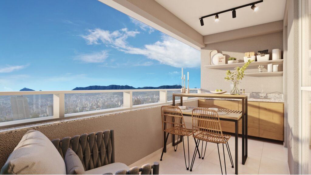 VARANDA GOURMET DO APARTAMENTO DE 2 QUARTOS COM SUÍTE